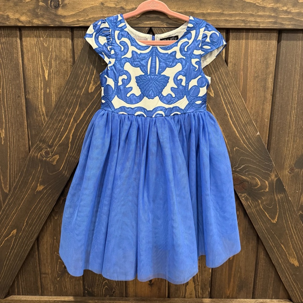 Ava & Yelly blue and white layered party dress size 3